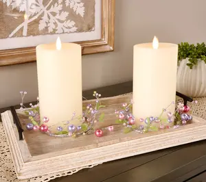 Set of 2 Pearl and Leaf Candle Rings by Valerie