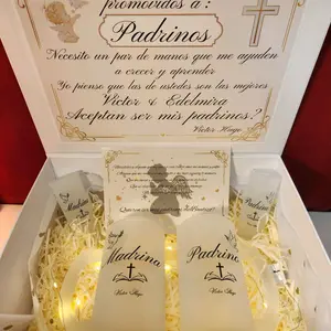 Elegant Godparents Baptism Proposal Set with 2 16oz Glasses & 2 3oz Shot Glasses for Padrinos and Madrinas