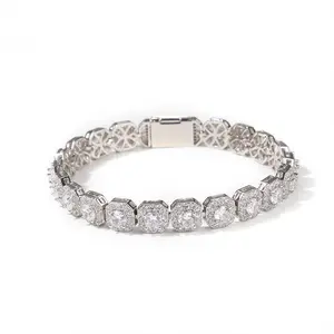 9mm Iced Out Clustered Bracelet for Men and Women, 14K Gold/White Gold Plated, 5A Zircon Bling Luxury Tennis Bracelet, CZ Fashion Jewelry Gift for Birthday, Anniversary