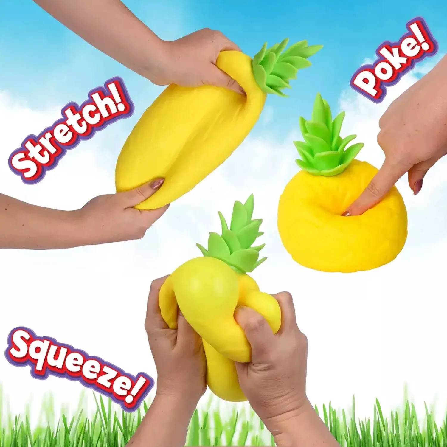 Toymendous Squishy Pineapple - Jumbo 6.5-Inch Squishy Fruit StressRelief Toy - SensoryStress Ball for Kids, Teens & Adults