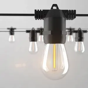 MFLABEL S14 LED Outdoor String Lights, Shatterproof IP65 27Ft (Maximum 918Ft) for Patio Lights, Edison Vintage Backyard Lights Weatherproof