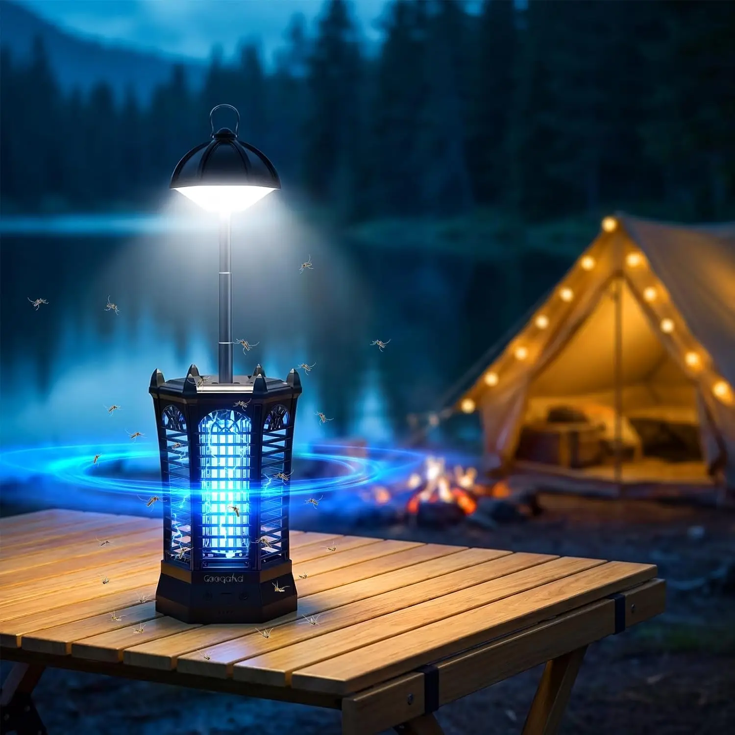 Rechargeable Bug Zapper Outdoor, Portable Electric Mosquito Zapper，Outdoor Waterproof Fly Zapper for Patio Camping Home