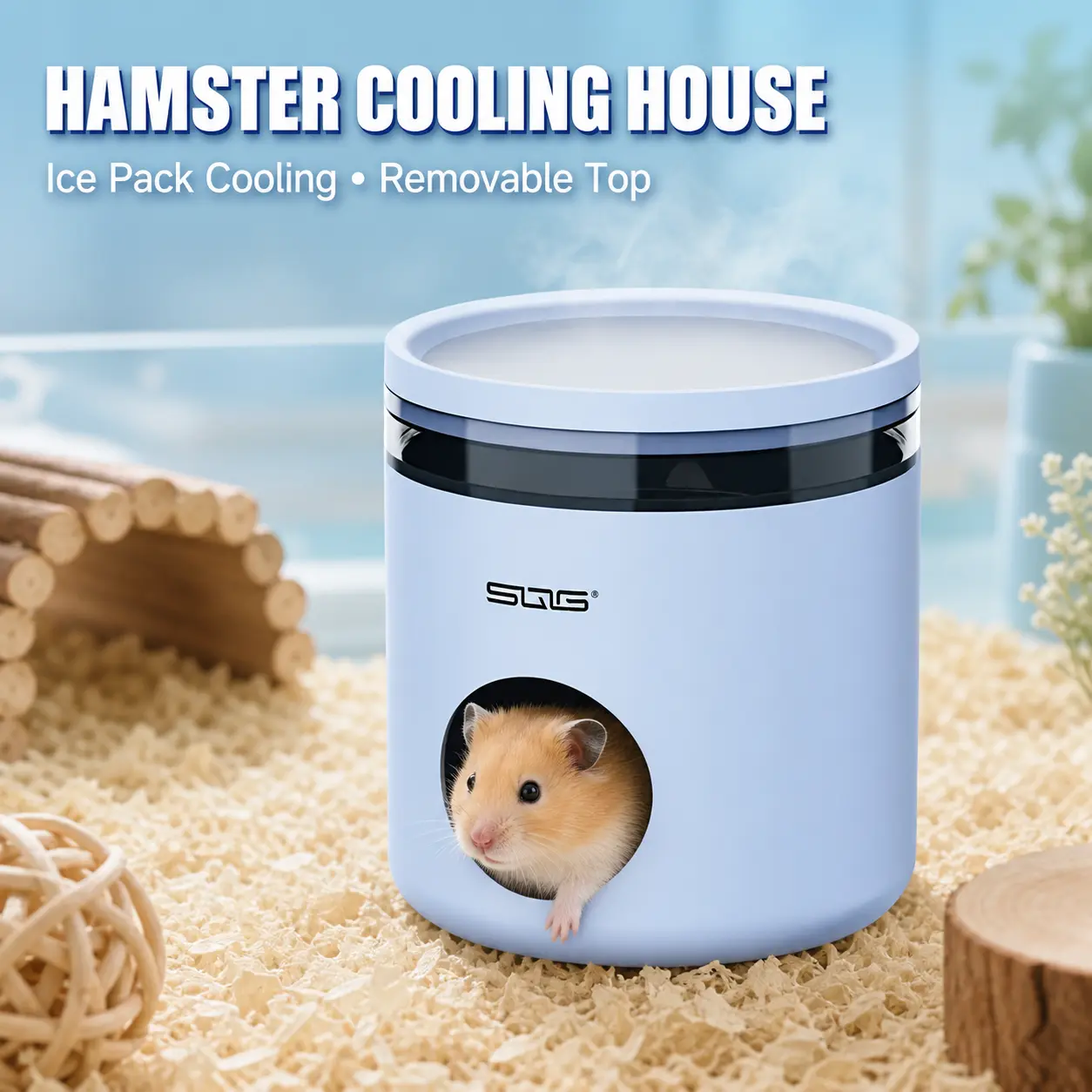 TUFFYUKI Hamster Cooling House Ice Pack Compartment Stainless Steel Cooling Panel Removable Top Summer Hideout For Syrian Dwarf Hamsters Small Animals