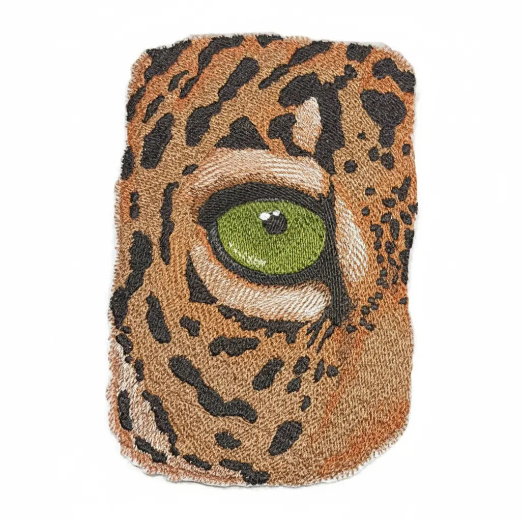 Eye of Jaguar Embroidered Iron-On or Sew-On Patch – Large Predator Wildlife Applique, Made in USA, 6.87 x 4.63 in