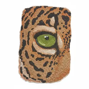 Eye of Jaguar Embroidered Iron-On or Sew-On Patch – Large Predator Wildlife Applique, Made in USA, 6.87 x 4.63 in