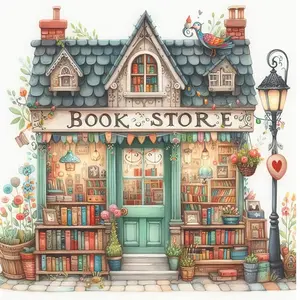 1/3/4 PCS DIY Book Store Diamond Painting Art Kits for Beginner 5D Full Round Drill Diamond Dot Gem Art Kits for Home Wall Decor Handmade Gifts Cross Stitch Kit