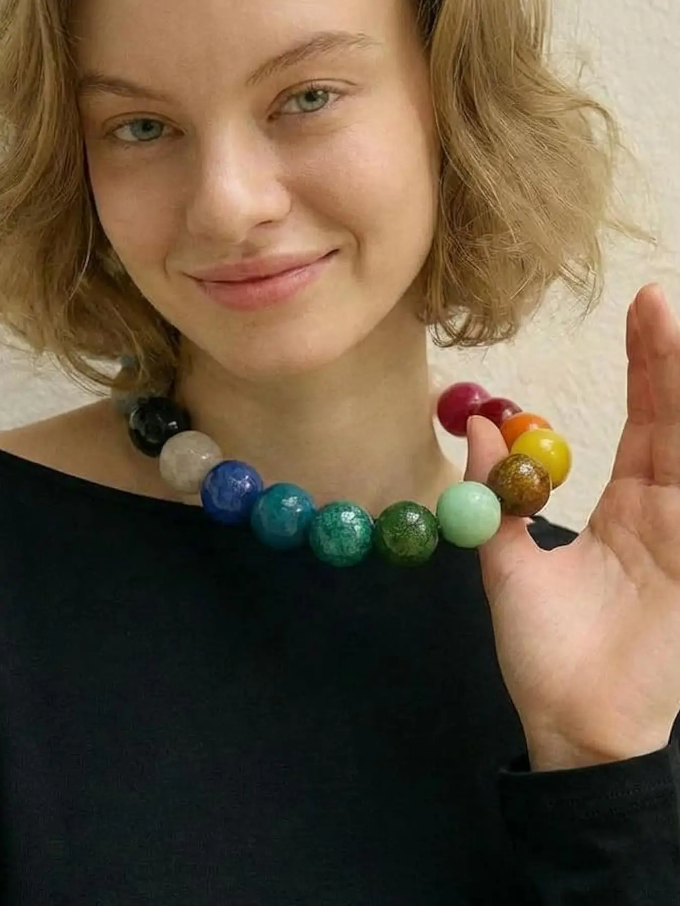 Chunky Beaded Choker Necklace for Women Boho Statement Necklace with Large Pearl Blue Brown Tone Resin Beads Summer Beach Jewelry Gifts Alloy Necklace Boho Style Jewelry