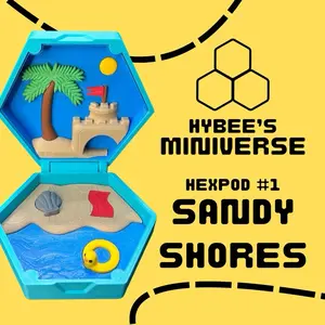 HyBee’s Miniverse HEXPOD – 3D Printed Magnetic Playset Toy with Mystery Minis – Sandy Shores Beach Set