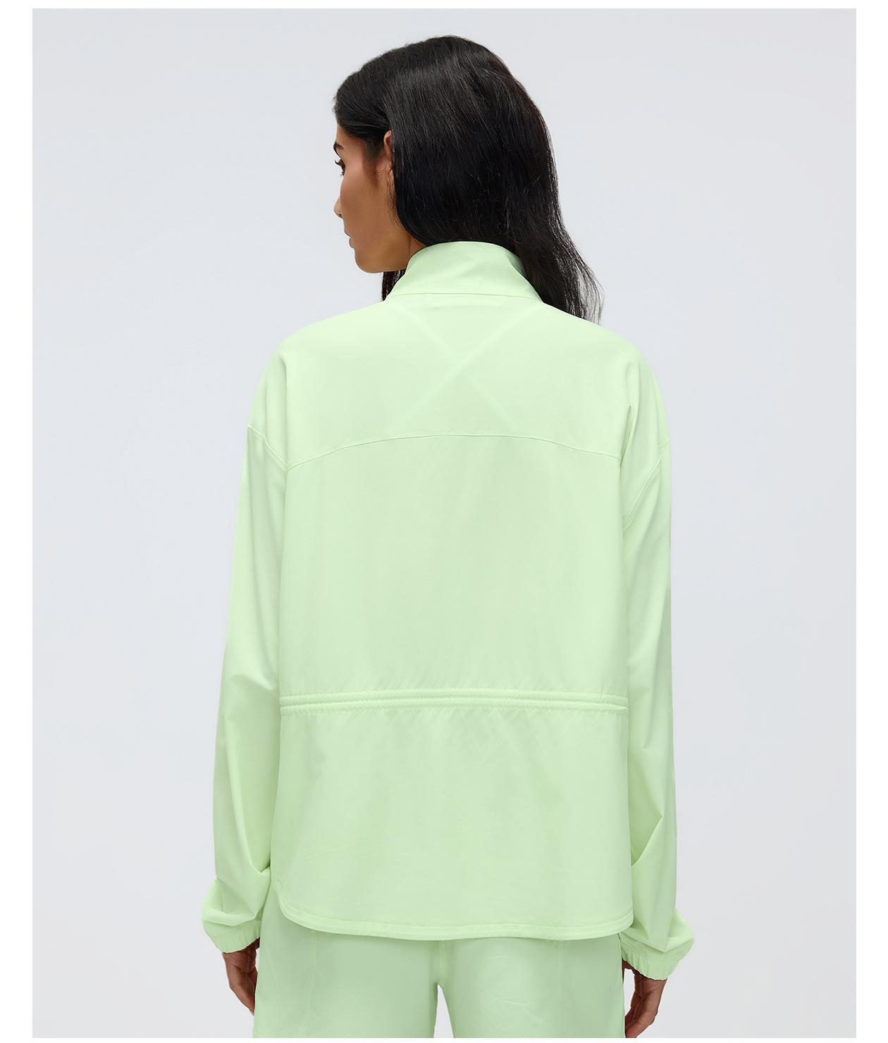 New Drawstring Waist Stand Collar Jacket, Casual Loose Versatile Coat for Yoga & Fitness