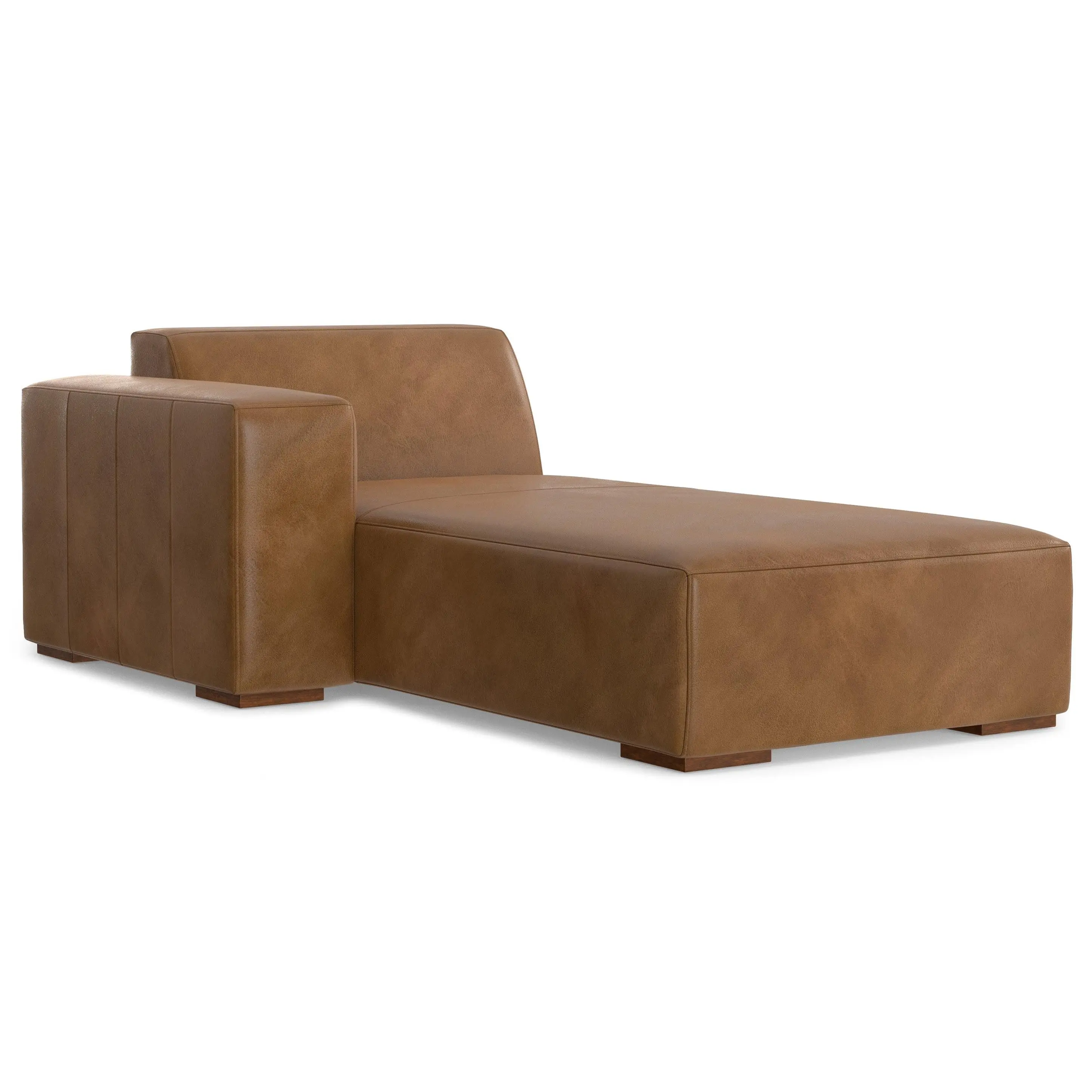 Rex Left Chaise Module in Genuine Leather, Chaise Lounge Sofa, Sofa With Chaise