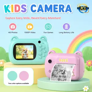 Instant Print Digital Camera Toy with Dual Lens & 3 Rolls Paper - Portable Selfie Camera, Mini Photo Printer for Beginners - Christmas Birthday Gift for Age 3-10 (Blue/Pink)