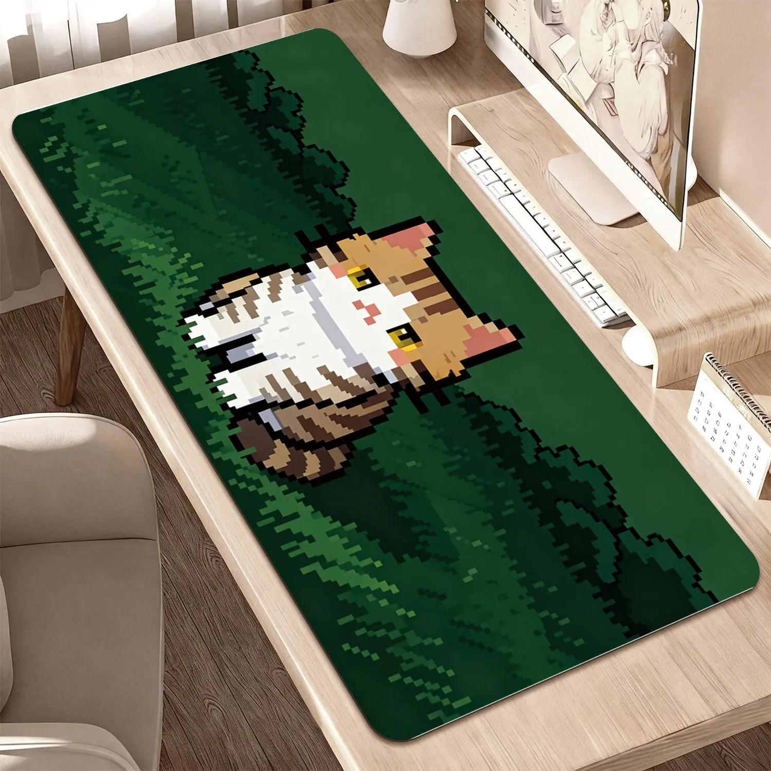 LIVEKEY Floral Print XXL Custom-Shaped Gaming Mouse Pad, 40x80cm Large Desk Pad with Non-Slip Base, Stitched Edges, Smooth Precision Surface for Office, Home Use, Custom-Shaped Mouse Pads