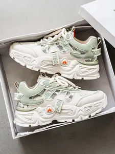 New Trendy Platform Chunky Sneakers Sports Shoes - Color-Block Functional Style Athletic & Casual Shoes