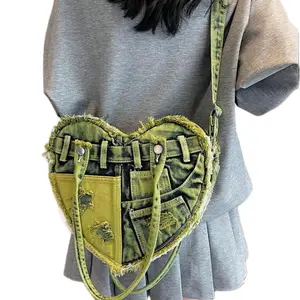 Women’s heart denim purse