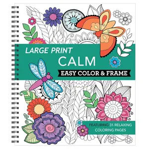 Large Print Stress Relief Coloring Book – Easy Color & Frame Designs for Relaxation and Calm - Spiral-bound