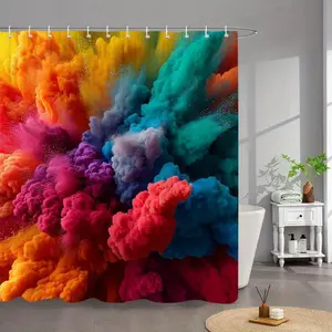 Explosive color pattern forest shower curtain design, polyester fabric, windows and walls, bathtub, bathroom home decoration shower curtain, all season universal shower curtain, bathroom decoration curtain, equipped with 12 hooks