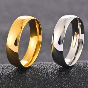 18K Gold Plated Stainless Steel Simple Couple Rings, Valentine's Day, Dating, Party Gifts for Boyfriend Girlfriend, Suitable for Daily