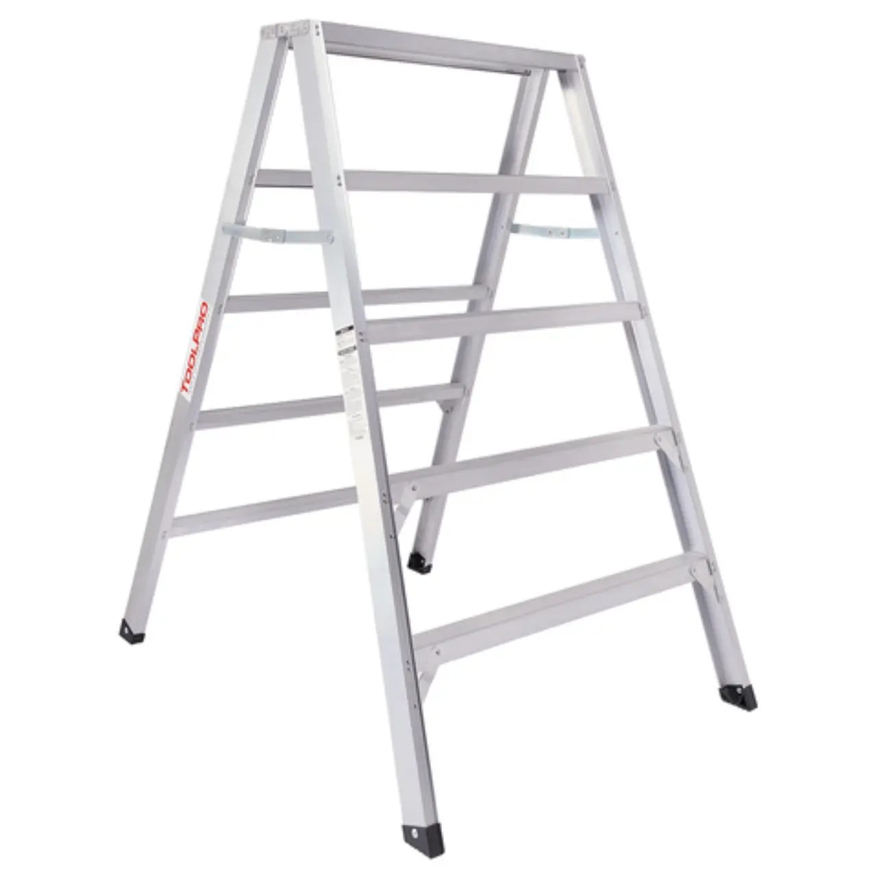 TOOLPRO 5 ft. Aluminum Flat-Top Sawhorse Step Ladder - Heavy Duty, Lightweight Foldable, Portable Collapsible, with Flat-Top Stability, Aluminum Step Ladder, Heavy Duty Ladder