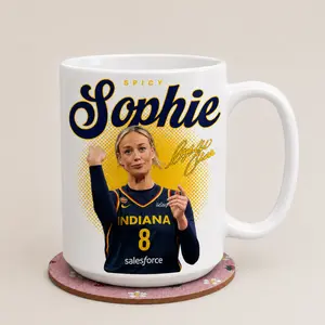 Spicy Sophie Coffee Mug, Indiana Basketball Fan Mug, Sophie-Inspired Gift, 11oz/15oz Ceramic Coffee Mug, Sports Lover Gift