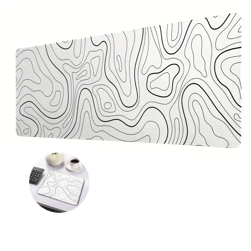Line Pattern Mouse Pad, 1 Count Multi-size Abstract Terrain Line Contour Pattern Desk Mat, Christmas Decor Desktop Protection Mat for Home Game Room O