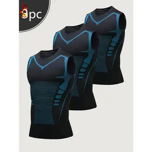 Moisture-Wicking Breathable 3pcs Men's Sports Compression Tank Tops - Quick-Dry Base Layer for Sports & Outdoor Activities, American Style Training Vests, Basketball Athletic Sleeveless Shirts