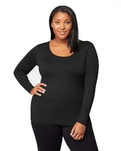 32 Degrees Heat Lightweight Thermal Baselayer Long Sleeve Scoop Top, Black19, Large