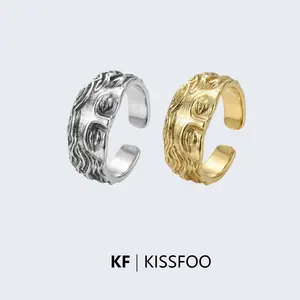 KISSFOO Half Face Open Ring for Men and Women Daily Couple Accessory Gift