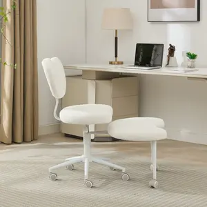 Dreanmzon Meditation Chair Plus, Cross Legged Chair with Wheels, ADHD Chair, Criss Cross Desk Chair with Lumbar Support and Adjustable Stool, Flexible Design for Fidgety Sitters, Ivory