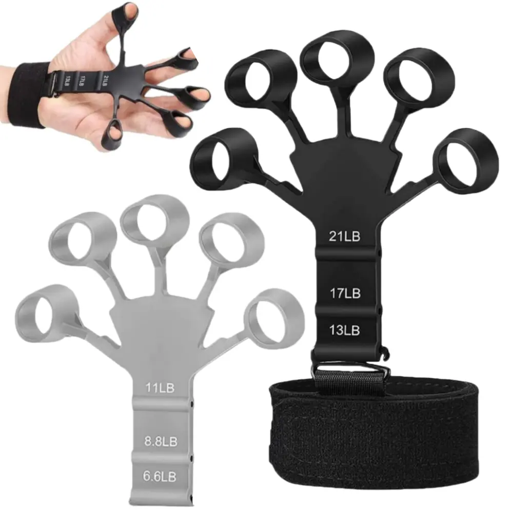 Silicone Gyro Adjustable Finger Grip Strengthener with 6 Adjustable Resistance Levels (6.6lb to 21lb), Finger Loops, Hand Therapy Tool for Arthritis, Piano & Rock Climbing Wrist Workout Exerciser, Rehabilitation, 8.8Lb