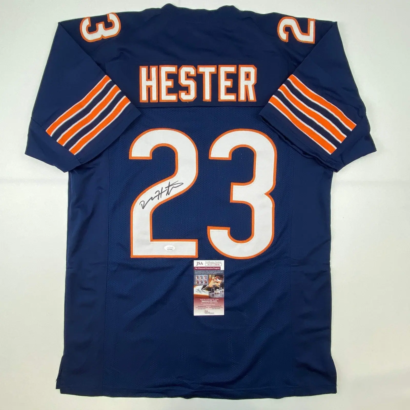 Autographed Devin Hester Chicago Blue Football Jersey