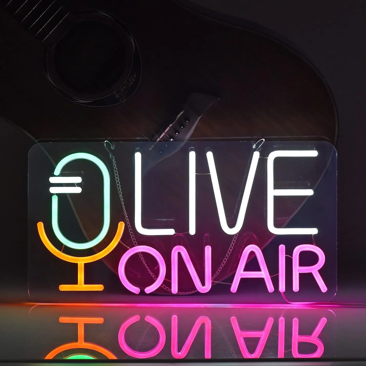 Serbasic Live on Air Neon Sign - Adjustable RGB Dimmable Backlit Glow Light Sign with ON/OFF Switch, Aesthetic Color-Changing Light for Home Wall Decor, Gaming Room, Party Gifts, Aesthetic Light Signs, Backlit Light Signs