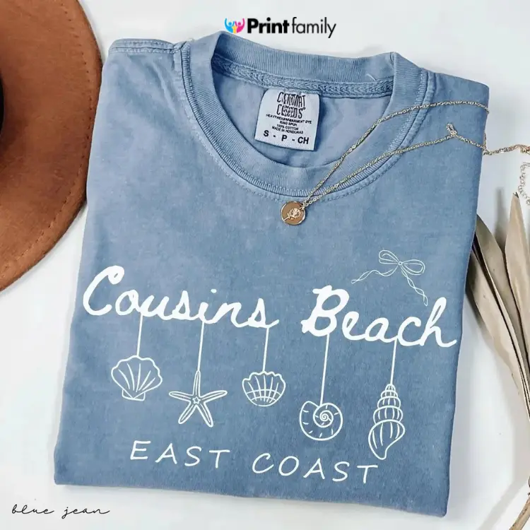 Comfort Colors Cousins Beach T-Shirt TSITP Shirt The Summer I Turned Pretty Tee Team Conrad Team Belly Team Jeremiah East Coast Beach Shirt Casual Wear, Menswear, Womenswear - Printfamily