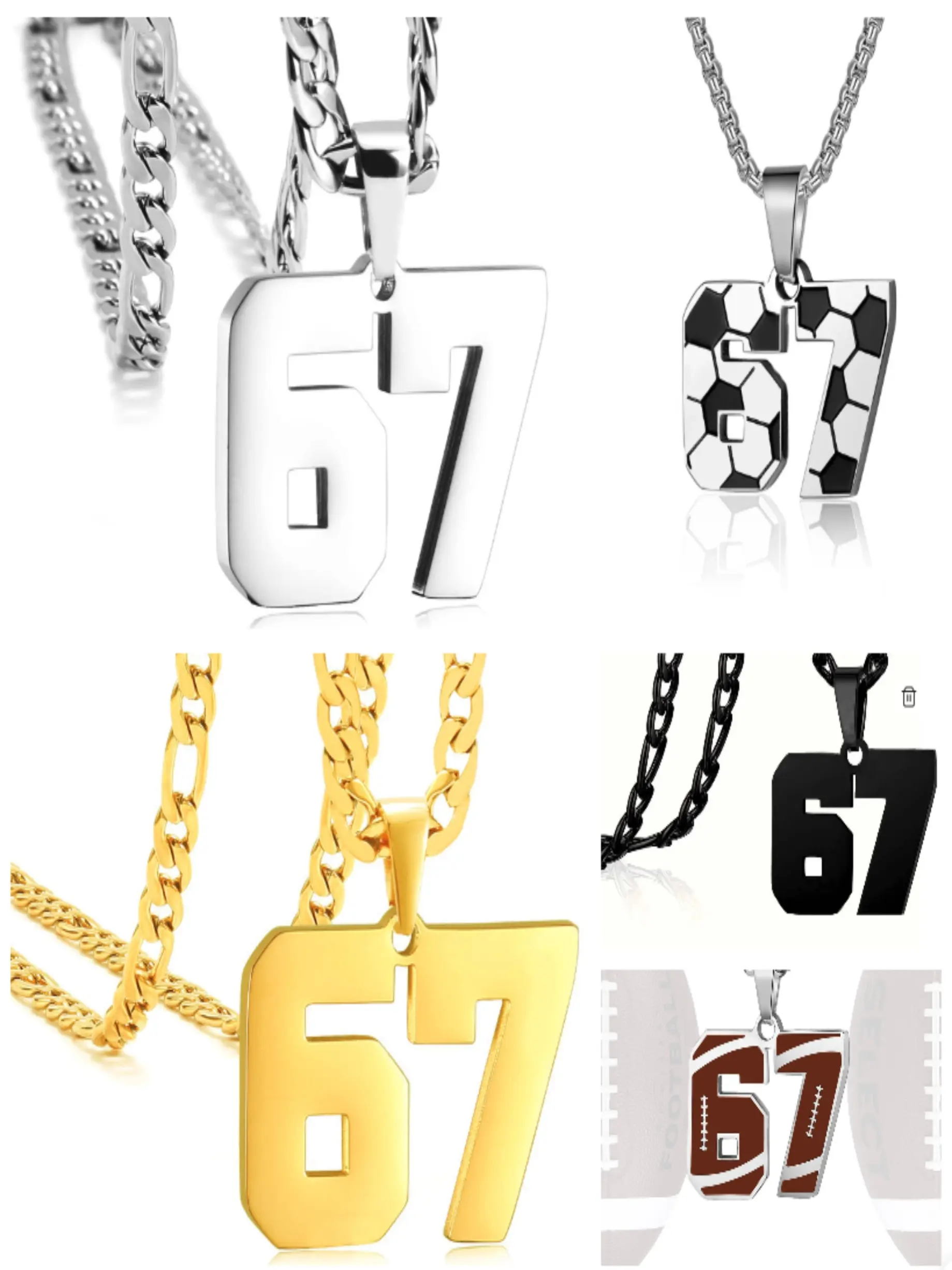 Trendy Stainless Steel Number 67 Necklace, Personalized Hip-Hop Style Jewelry, Exquisite Jewelry Gift, Number Necklace Perfect Gift for Sports Lovers & Birthday Celebrations, Stainless Steel Necklaces