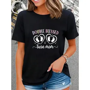 100% Cotton  Double Bless Twin Mom Of Twins Twin Mother Twin Mama T-Shirt