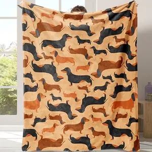 Puppy Pattern Flannel Blanket, 1 Count Soft Throw Blanket with Storage Bag, Napping Blanket for Sofa, Bed, Couch, Travel, Camping, Office