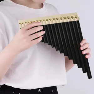 18-Tube Black Pan Flute (Single Pack) - ABS Material, Classic Style, Comfort Grip, Smooth Mouthpiece, Portable with Carrying Bag, Easy to Play for Performance, Practice