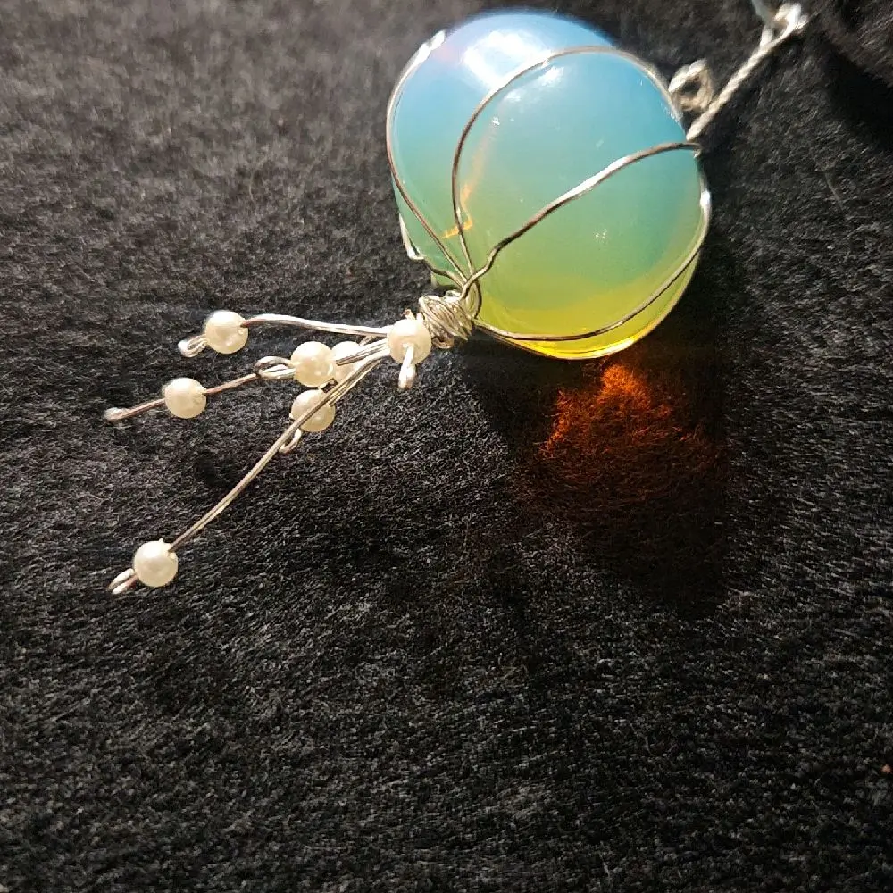 Jellyfish Moonstone Necklace with Vintage Pearls