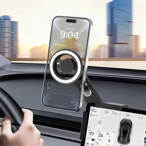 For Tesla Screen Phone Mount, MagSafe Strongest Magnet Power Magnetic Car Phone Holder Mount for Tesla Model 3/Y/S/X/Cybertruck/Juniper Accessories Fits for All iPhone & Android Phones - with Magnetic Ring