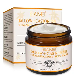 TALLOW+CASTOR OIL+FRANKINCENSE SKIN BALM 60g, Grass-fed Beeswax Moisturizing Beef Tallow Facial Moisturizer & Hydrating Cream, Long-lasting Moisturization, Moisturizing, Suitable for Sensitive Skin