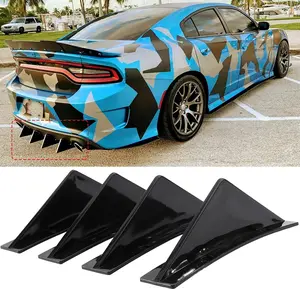 Gloss Black Pcs Universal Curved Shape Rear Bumper Diffuser Shark Fin Spoiler Trim Covers Decoration Set Lip Wing Splitter