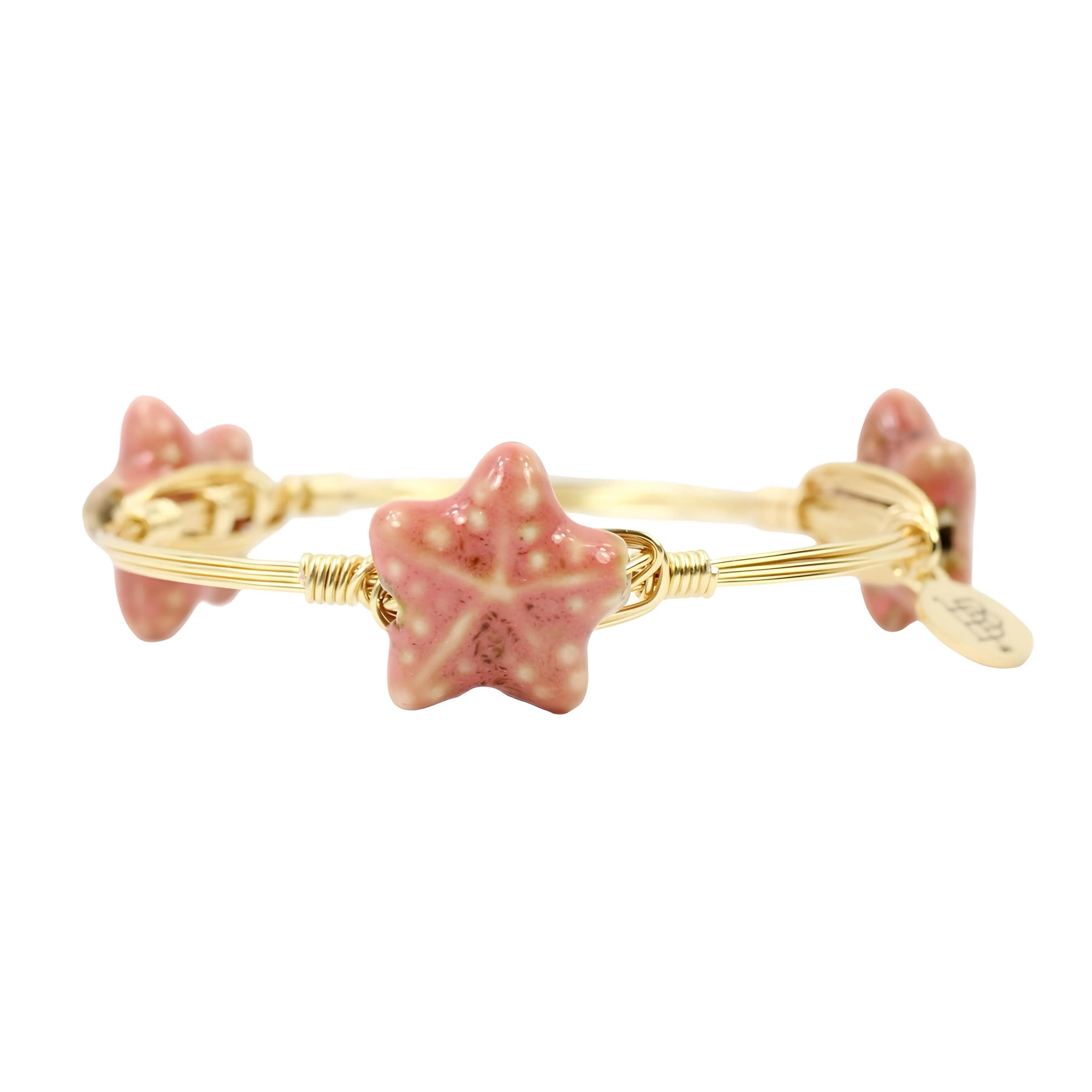 Starfish Bangle Bracelet - Coral