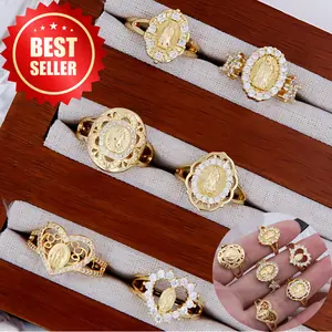 14k gold ring with Virgin Mary in many designs, suitable for women to wear every day, simple and elegant