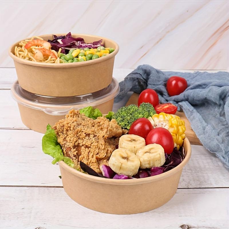17oz/500ML Disposable Paper Bowls with Lids, Disposable Tableware, 25/50/100 Pieces Set, Party Supplies Bulk Supply, Suitable for Cold & Hot Food/soup