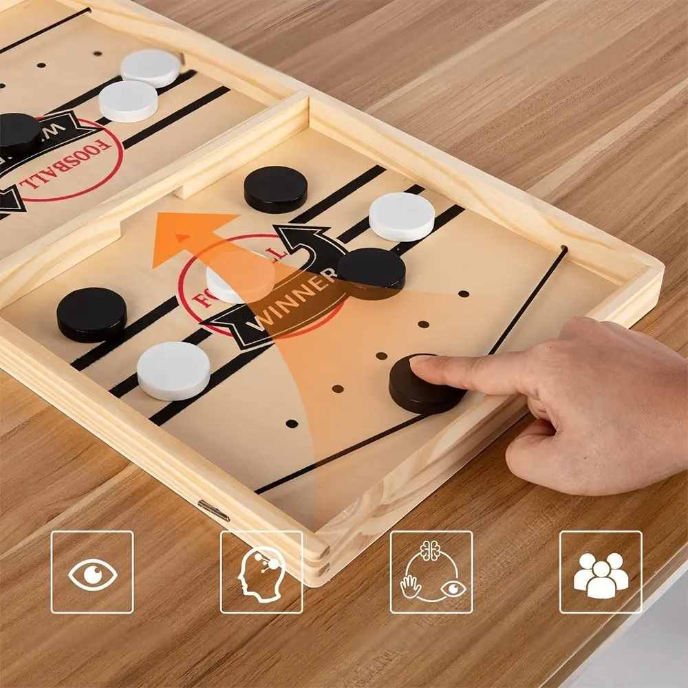 Wooden Checkers Game - Fast-paced Family Fun, Black and White Ice Hockey Interactive Tabletop Hockey Game, Suitable for Children and Adults, Perfect for Parties, Birthdays, and Holidays, Adult Game|Classic Board Games|Wooden structure, perfect for Christm