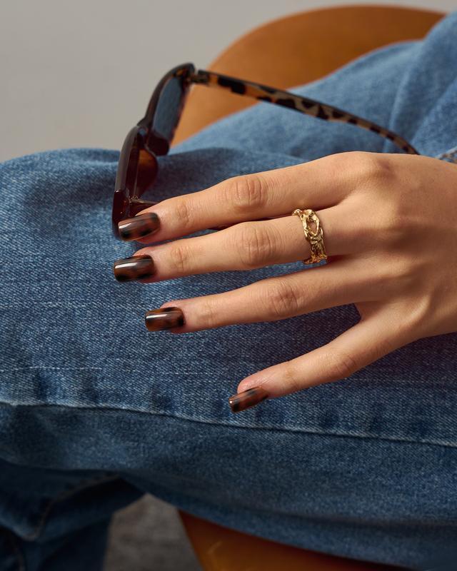 Press on Nails - 96pcs Tortoise Shell Collection Square or Almond or Coffin Stiletto and Oval Tips, Tortoise Shell Collection Soft Gel False Nail, Soak Off Acrylic Fake Nails Extensions