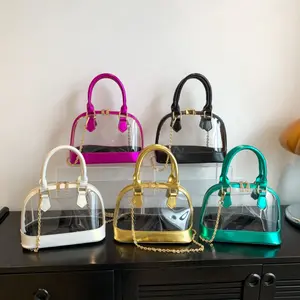2026 Trendy Women's PVC Jelly Transparent Spliced Shell Bag - Lightweight Handheld Single-Shoulder Purse, Fashion Casual Crossbody Bag for Summer Beach, Daily Outings, Women's Purses, Crossbody Bags For Women