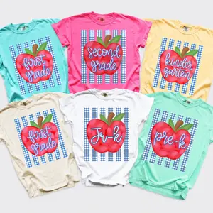Comfort Colors Striped Teacher Apple Back To School Shirt, Kindergarten Teacher Tee, 2nd 3rd 4th Grade Shirt, First Day of School Gift, Cute Summer School Apparel - TrendWear USA