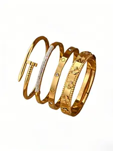 4 Piece Set New Waterproof Stainless Steel Bracelets, Vintage Luxury Design, Unisex Daily Wear, Party, Banquet, Perfect for Valentine's Day