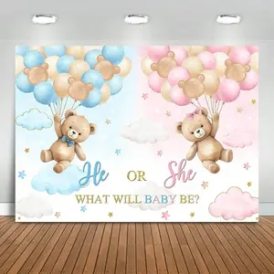 Bear Gender Reveal Backdrop We Can Bearly Wait Gender Reveal Party Decorations Background Pink Or Blue Bear Theme Banner Photo Booth Prop
