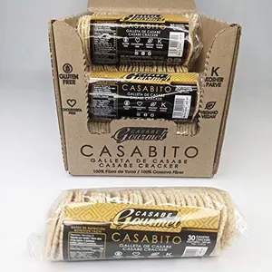 CASABITO Galleta de Casabe Venezolano / Casabe Cracker Pan plano (pan de yuca), sin gluten (GF), vegano,12 Individual Packs 2.4oz / Total Neto 29.63 oz